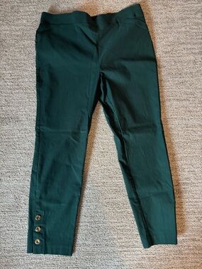 Roz & Ali Deep Green Elastic-Waist Pants